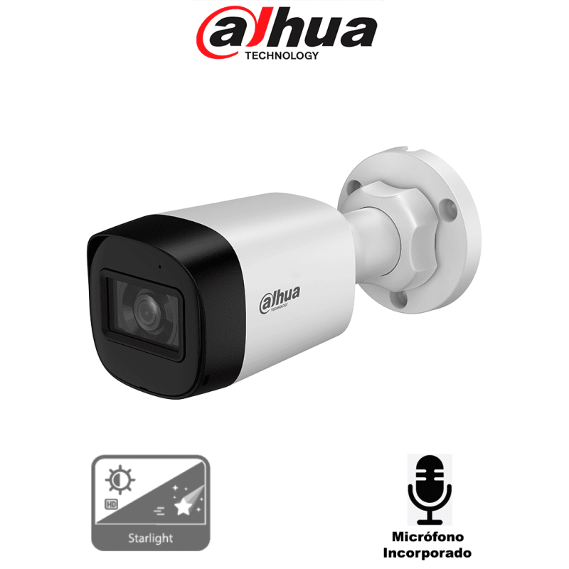 DH-HAC-HFW1500RLN-A-S3-DIP | DAHUA - Cámara Bullet de 5 Megapíxeles Starlight/ Micrófono Integrado/ Lente de 2.8mm/ Hasta 30 m