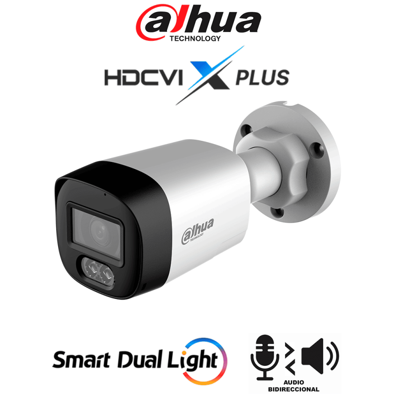 DH-HAC-HFW1500RLN-IL-T | DAHUA - Cámara Bullet Full Color de 5 Megapixeles, Audio 2 vías, Iluminador Dual Inteligente Mediante