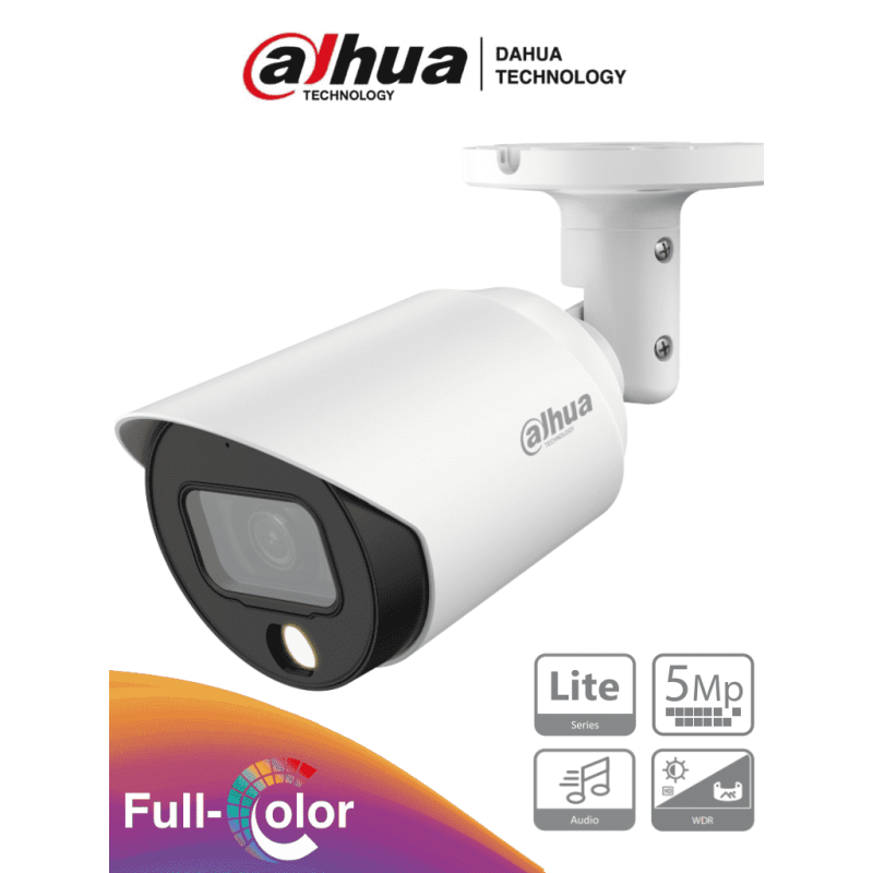 DH-HAC-HFW1509TN-A-LED-0360B | DAHUA - Cámara Bullet Full Color de 5 Megapixeles/ Lente de 3.6 mm/ Micrófono Integrado/ Leds p