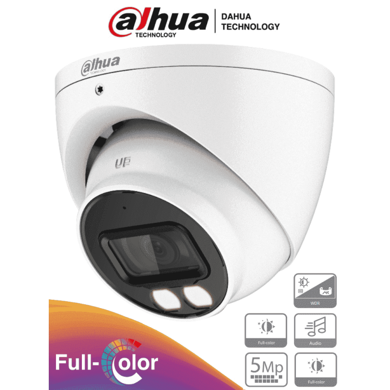 DH-HAC-HDW1509TN-A-LED-0360B | DAHUA - Cámara Domo Full Color de 5 MP con lente de 3.6 mm y micrófono integrado.