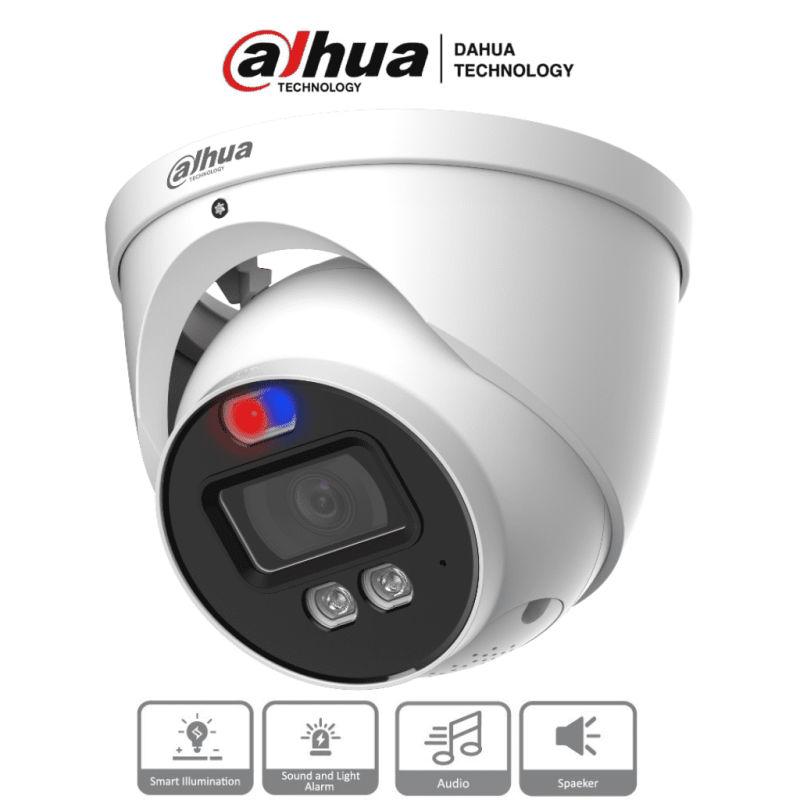 DH-HAC-ME1239HN-A-PV | DAHUA - Cámara Domo TiOC de 2 Megapixeles/ Disuasion Activa Luz Roja y Azul/ Lente de 3.6 mm