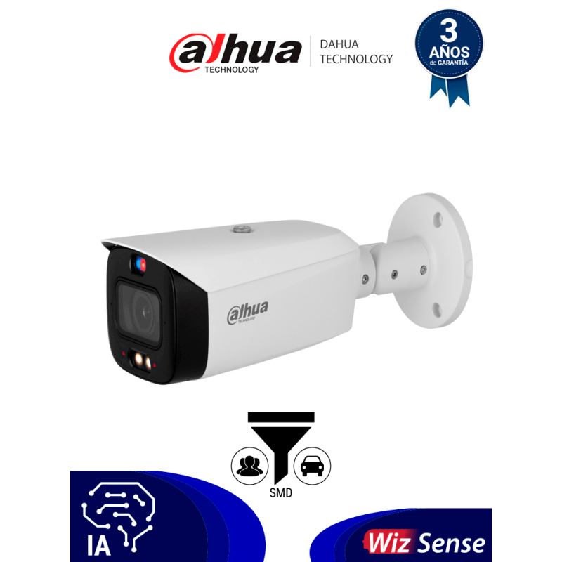 DH-IPC-HFW3449T1-ZAS-PV | DAHUA - Cámara IP Bullet de 4 MP /WizSense/ Lente Varifocal/ TIOC 2.01/ disuasión activa de luz dual