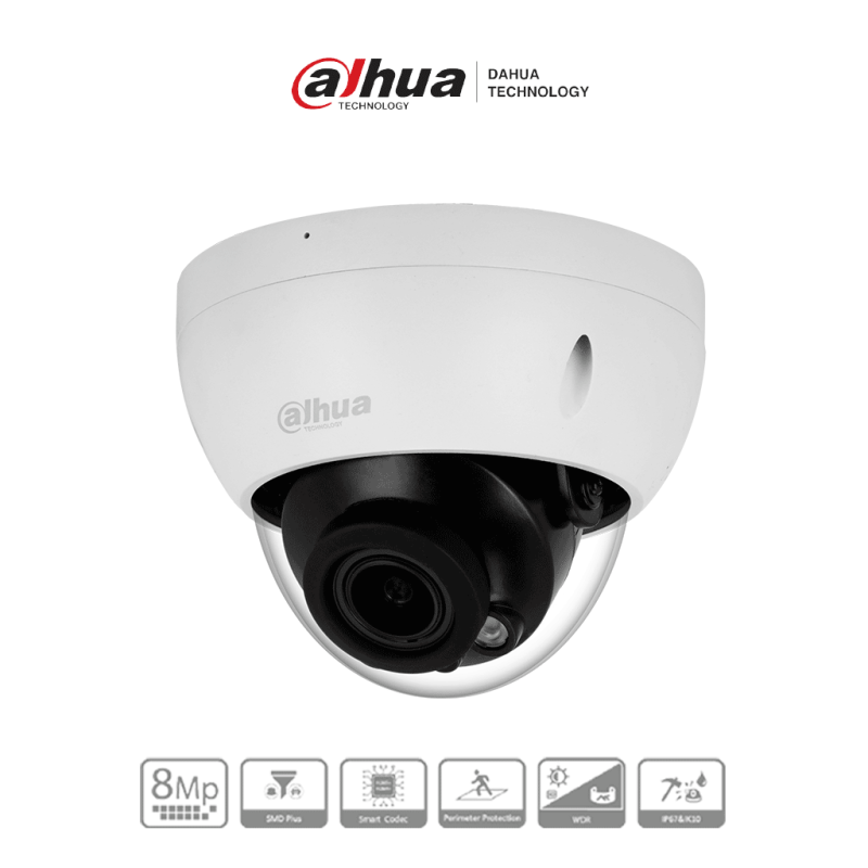 DH-IPC-HDBW2841R-ZS | DAHUA - Cámara IP Domo Antivandálica de 8MP con lente motorizado 2.7-13.5mm, IR 40m, IA WizSense, detecc
