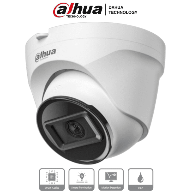 DH-IPC-T1E20 | DAHUA - Camara IP Domo de 2 MP, lente de 2.8 mm y 99 grados de visión. Alcance IR de 30 m, protección IP67 y al