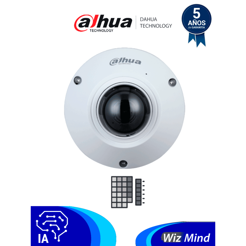 DH-IPC-EB5541N-AS | DAHUA - Camara IP FishEye de 5 Megapixeles/ WizMind/ 360 Grados/ H.265