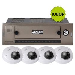 DVR DAHUA DAHUA KTMOV-MCVR-4C2MP KTMOV-MCVR-4C2MP | Kit 4ch DVR GPS/3G/Wifi con 4 Cámaras Domo 1080P 3.6m IR 20m IK10 1 Gabinet