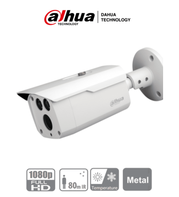 DH-HAC-HFW1200DN-0360B-S5 | DAHUA - Camara Bullet HDCVI 1080p/ Lente 3.6 mm/ 87.5 Grados de Apertura/ Smart IR 80 Mts/ IP67/ M