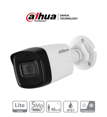 DH-HAC-HFW1500TLN-0280B-S2 | DAHUA - Camara Bullet de 5 Megapixeles/ Lente de 2.8 mm/ 111 Grados de Apertura/ IR de 40 Mts/ IP