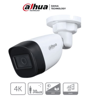 DH-HAC-HFW1801CN-A | DAHUA - Cámara Bullet 4k con Micrófono Integrado/ 8 Megapixeles/ Lente de 2.8 mm/ 106 Grados de Apertura/