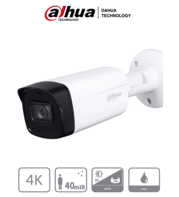 DH-HAC-HFW1801THN-I4 | DAHUA - DH-HAC-HFW1801TH-I4 - Cámara Bullet 4k/ 8 Megapixeles/ Lente de 2.8 mm/ 106 Grados de Apertura