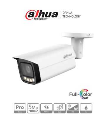 DH-HAC-HFW2509TUN-A-LED | DAHUA - Cámara Bullet Full Color de 5 Megapíxeles/ Lente de 2.8mm/ 111 Grados de Apertura/ 60 Metros