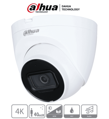 DH-HAC-HDW1801TQN-A | DAHUA - Camara Domo 4k/ 8 Megapixeles con Microfono Integrado/ Lente de 2.8mm/ 106 Grados de Apertura