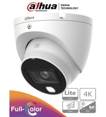 DH-HAC-HDW1809TLMN-A-LED | DAHUA - Camara Domo Eyeball 4k Full Color/ 8 MP/Lente de 2.8mm/106 Grados de Apertura/ Microfono In