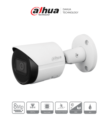 DH-IPC-HFW2841S-S | DAHUA - Cámara IP Bullet 4k/ 8 Megapíxeles/ Lente de 2.8 mm/ 105 Grados de Apertura/ H.265+/ IR de 30 Mts/