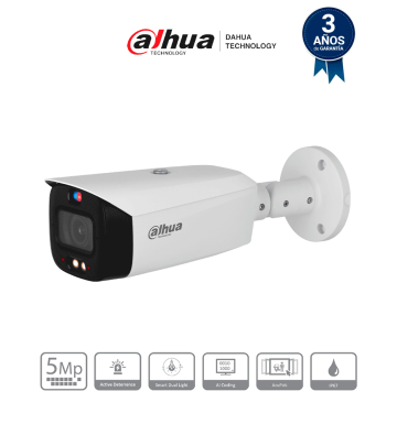 DH-IPC-HFW3549T1-ZAS-PV | DAHUA - Cámara IP bullet de 5 MP /WizSense/ Lente varifocal/ TIOC 2.01/ Disuasión activa/ Iluminador