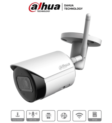 DH-IPC-HFW1430DS-SAW | DAHUA - Camara IP Bullet Wifi de 4 Megapixeles/ Lente de 2.8mm/ 90 Grados de Apertura/ H.265+/ IR de 30