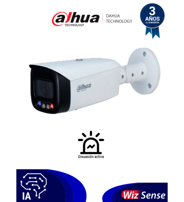 DH-IPC-HFW3249T1N-AS-PV-0360B | DAHUA - Cámara IP Bullet Resolución de 2 MP/ Lente 3.6 mm/ ∢ 107°/ LED 40mts/ IA WizSense/Det.