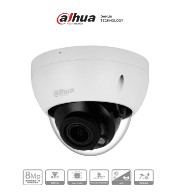 DH-IPC-HDBW2841R-ZS | DAHUA - Cámara IP Domo Antivandálica de 8MP con lente motorizado 2.7-13.5mm, IR 40m, IA WizSense, detecc