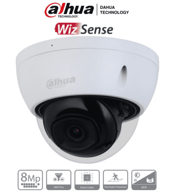 DH-IPC-HDBW2841E-S | DAHUA - Cámara IP Domo Antivandálica 4k/ 8 Megapíxeles/ Lente de 2.8mm/ 106 Grados de Apertura/ H.265+/ W