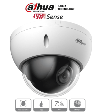 DH-SD22204DB-GNY | DAHUA - Cámara IP PTZ de 2 MP / WizSense/ 4x de Zoom óptico/ Starlight / Detección facial/ SMD 3.0/ Antivan