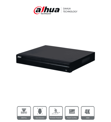 DHI-NVR4232-16P-4KS3 | DAHUA - NVR de 8 MP / 4k / 32 Canales IP / 16 Puertos PoE / Rendimiento de 160 Mbps/ Smart H.265+